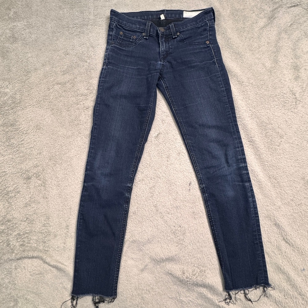 Rag Bone Jean Women 25 Midnight Blue Legging Raw Hem Skinny Jeans